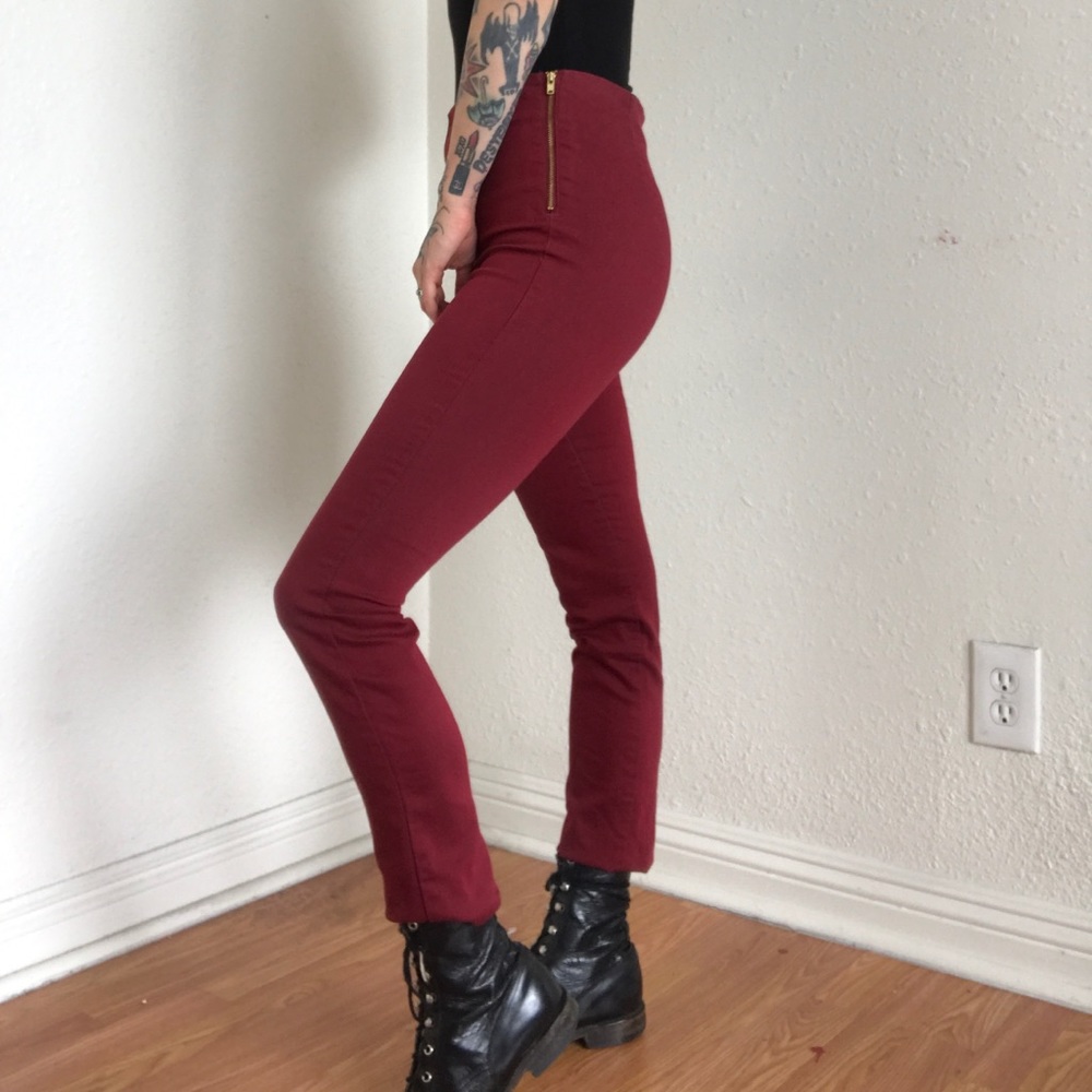 Maroon High Waisted Pants